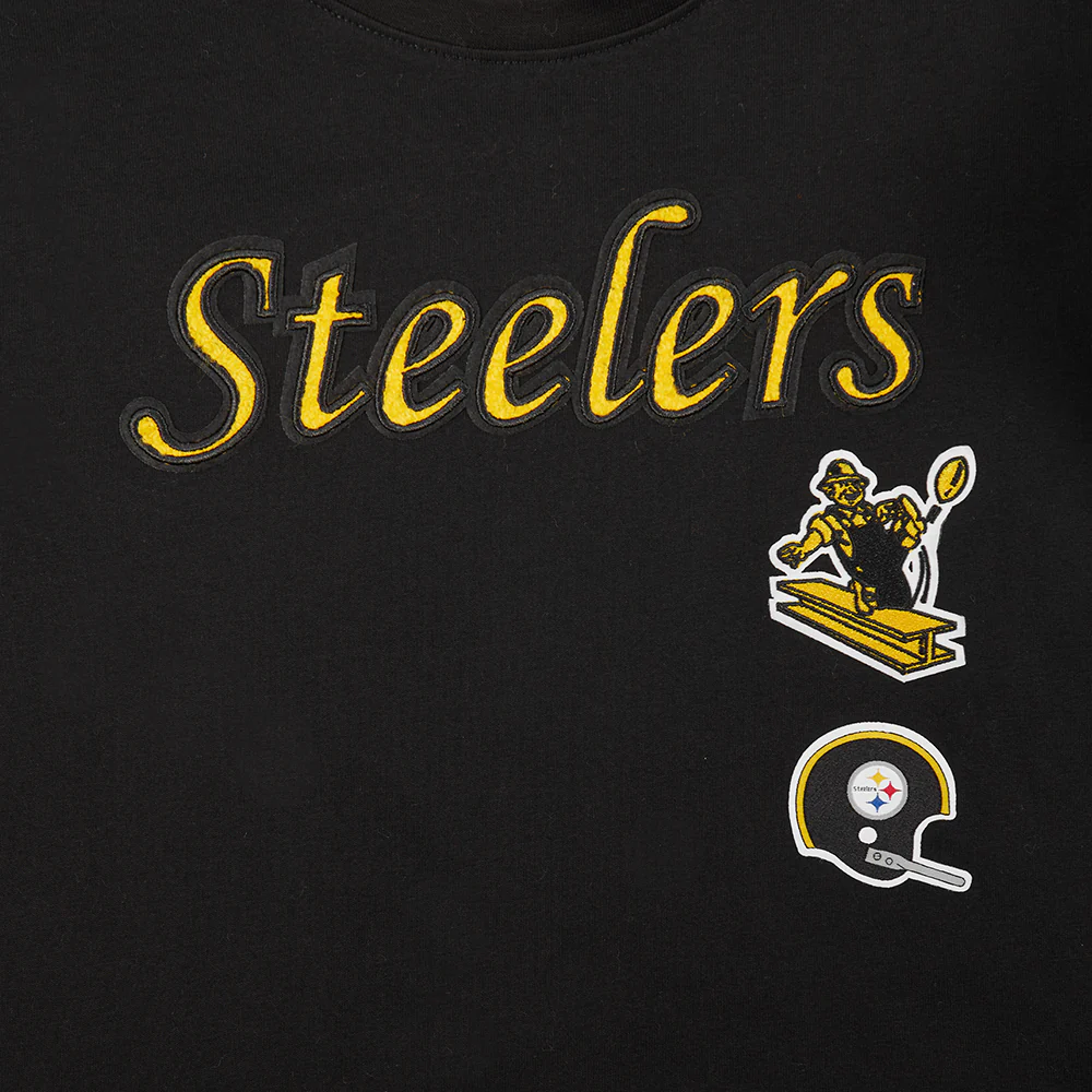 NFL PITTSBURGH STEELERS RETRO CLASSIC LITTLE GIRLS SHORT SLEEVE BOXY TEE (BLACK) - Image 5