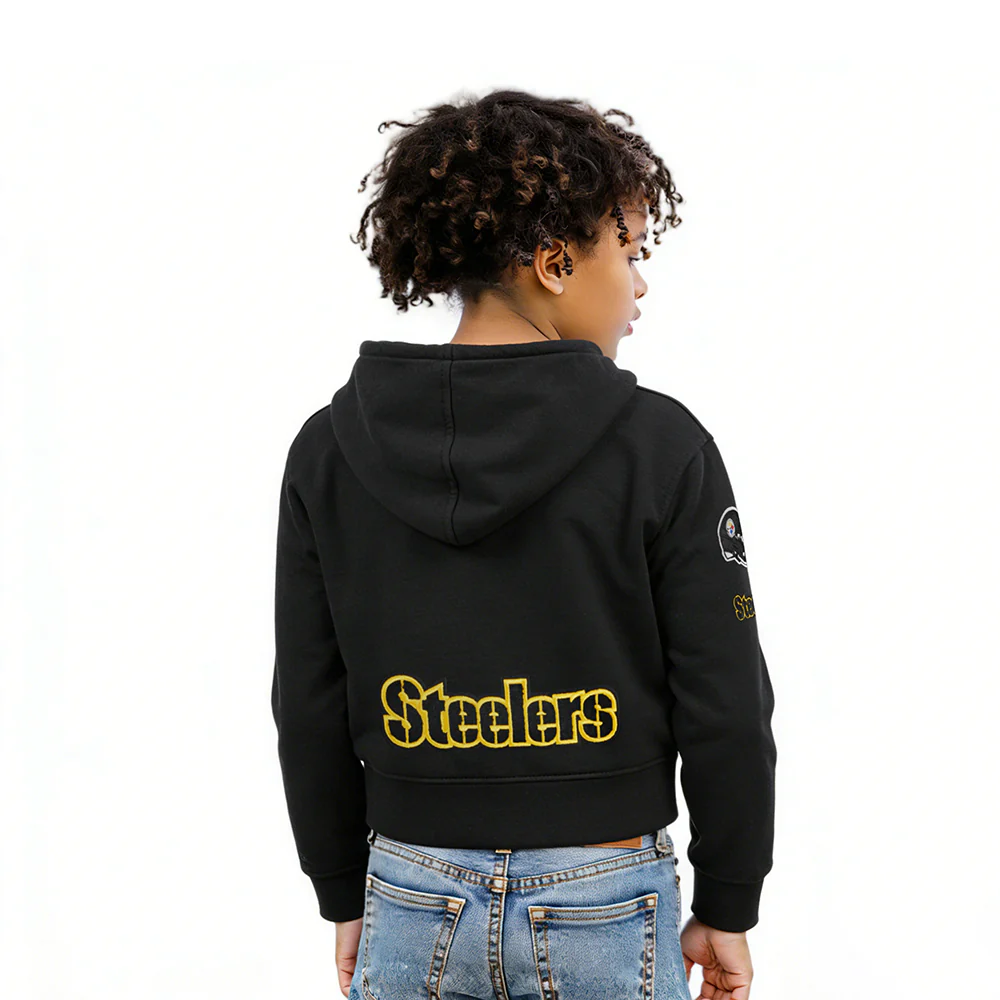 NFL PITTSBURGH STEELERS CLASSIC LITTLE GIRLS FLEECE FULL ZIP HOODIE (BLACK) - Image 2