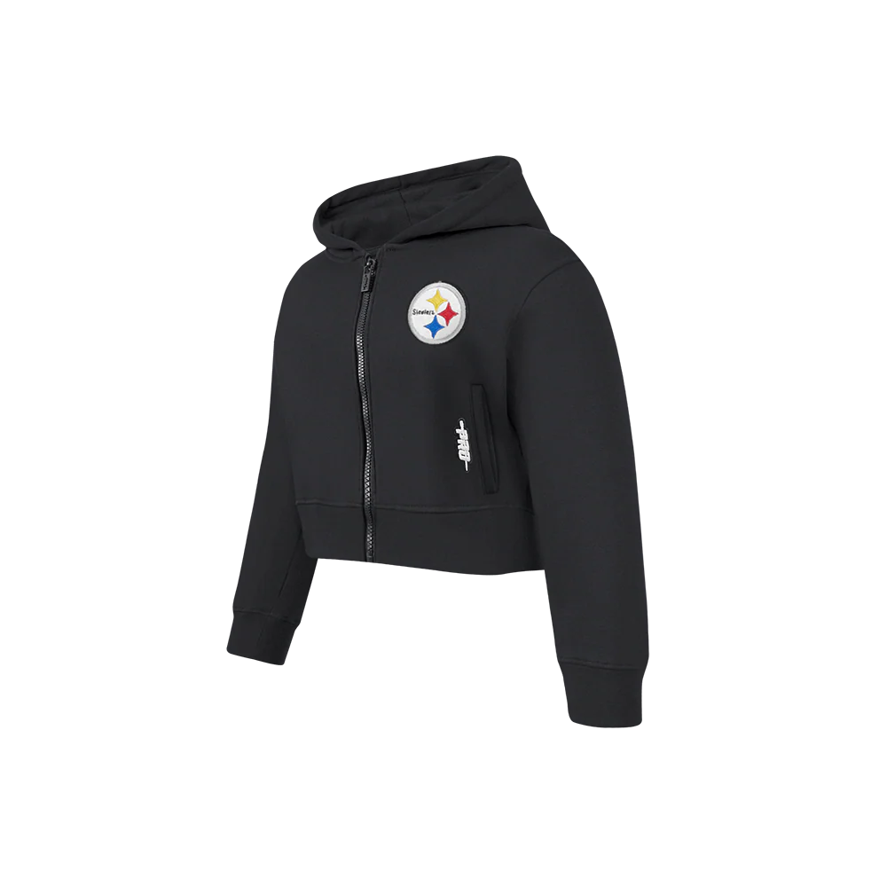 NFL PITTSBURGH STEELERS CLASSIC LITTLE GIRLS FLEECE FULL ZIP HOODIE (BLACK) - Image 3