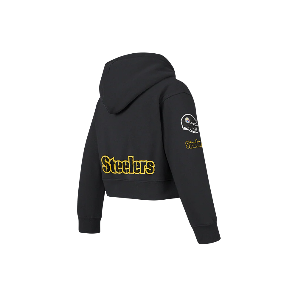 NFL PITTSBURGH STEELERS CLASSIC LITTLE GIRLS FLEECE FULL ZIP HOODIE (BLACK) - Image 4