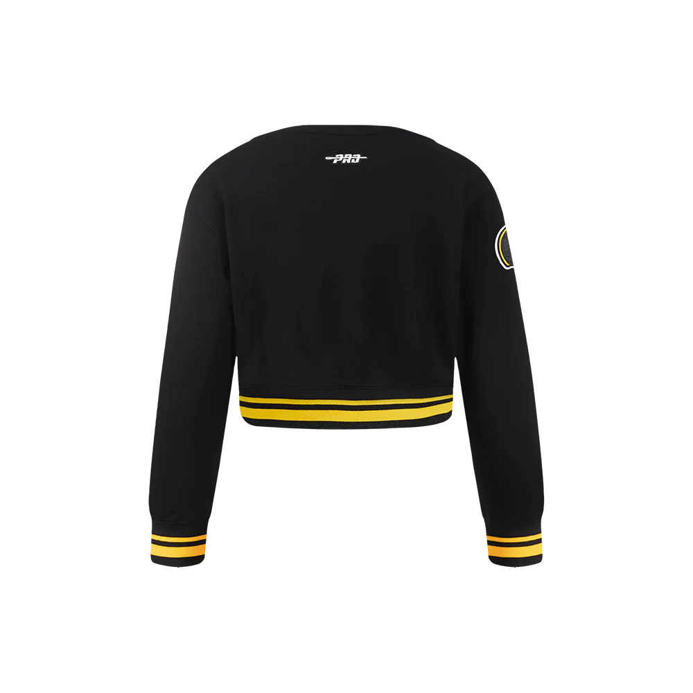 NFL PITTSBURGH STEELERS RETRO CLASSIC LITTLE GIRLS RIB FLEECE CREWNECK (BLACK/YELLOW) - Image 3