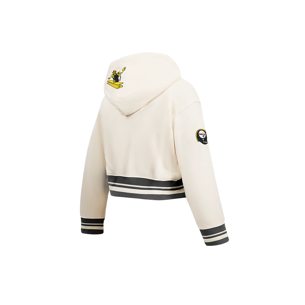 NFL PITTSBURGH STEELERS RETRO CLASSIC LITTLE GIRL'S RIB FLC PO HOODIE (EGGSHELL/ BLACK) - Image 4