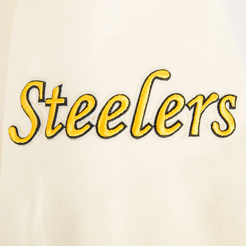 NFL PITTSBURGH STEELERS RETRO CLASSIC LITTLE GIRL'S RIB FLC PO HOODIE (EGGSHELL/ BLACK) - Image 6