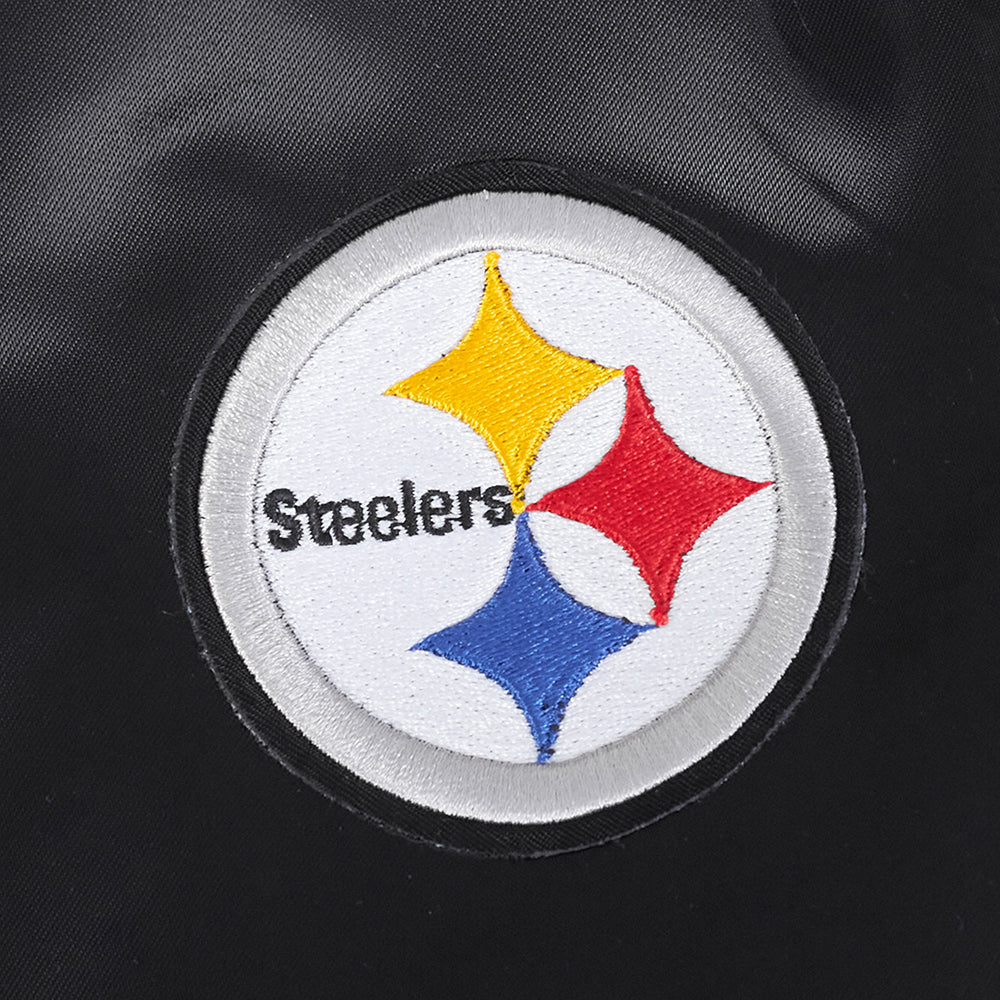NFL PITTSBURGH STEELERS SCRIPT TAIL WOMEN'S SATIN JACKET (BLACK/YELLOW) - Image 5