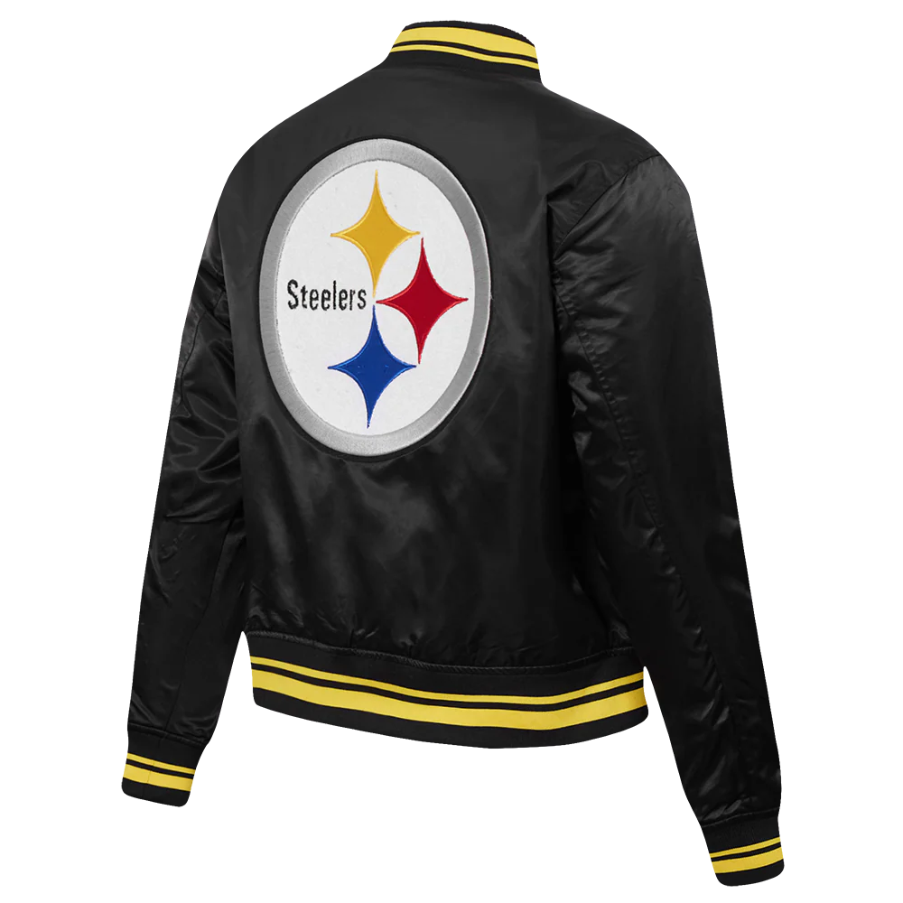 NFL PITTSBURGH STEELERS MASHUP WOMEN'S RIB SATIN JACKET (BLACK/YELLOW) - Image 14