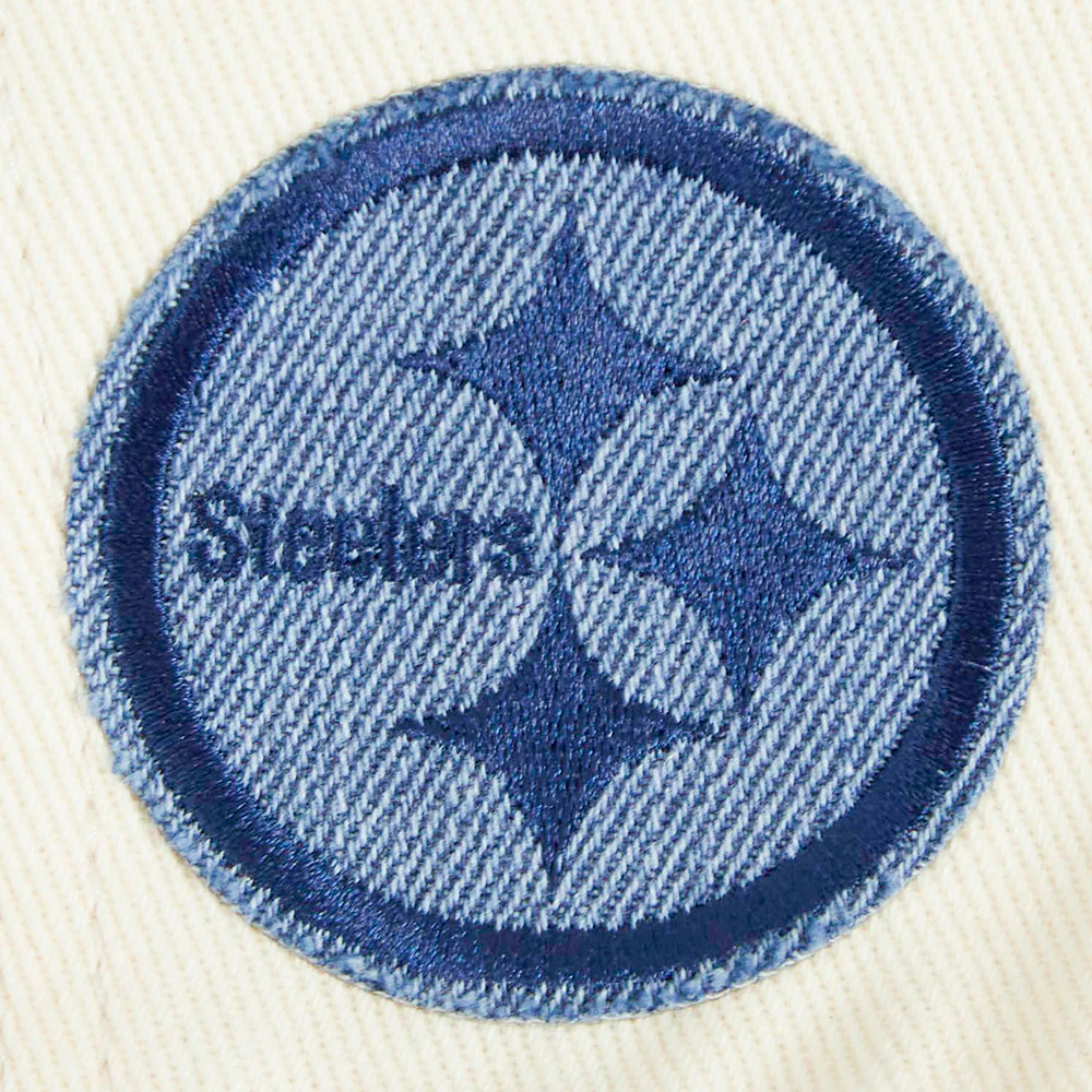 NFL PITTSBURGH STEELERS VARSITY BLUES WOMEN'S DENIM VARSITY JACKET (DENIM/LINEN) - Image 6