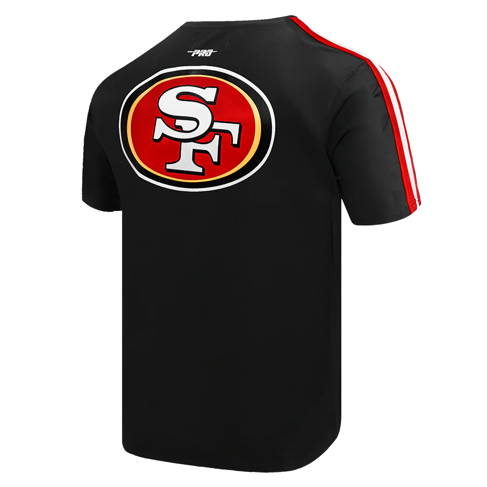 NFL SAN FRANCISCO 49ERS CLASSIC MESH STRIPED MEN'S TEE (BLACK/RED) - Image 3
