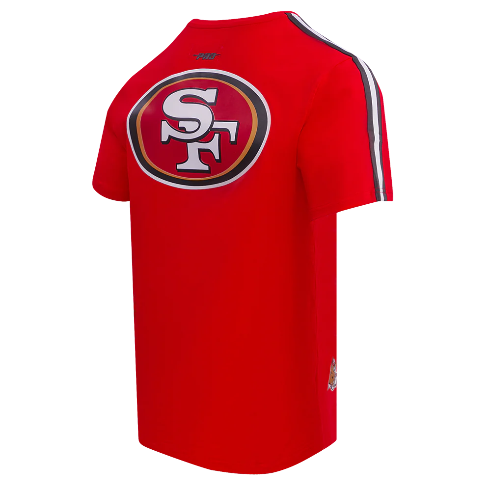 NFL SAN FRANCISCO 49ERS CLASSIC MESH STRIPED MEN'S TEE (RED/BLACK) - Image 3