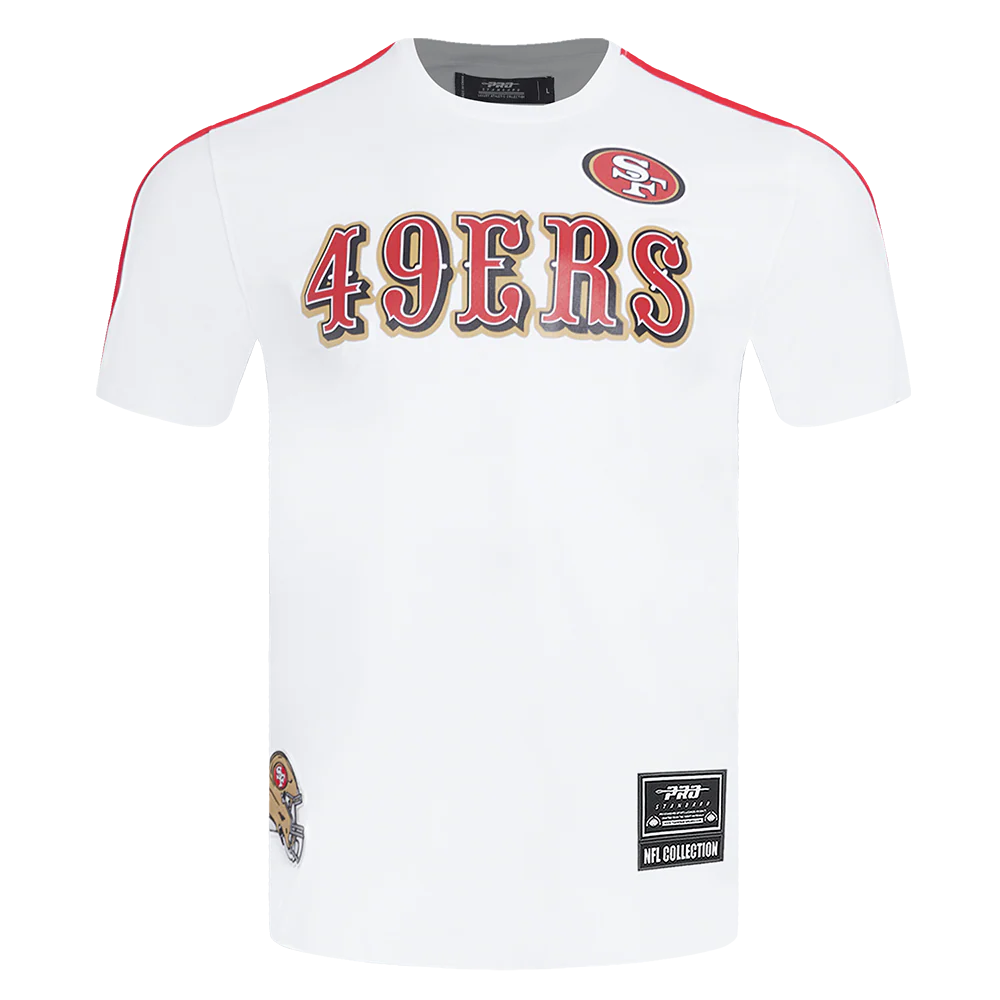 NFL SAN FRANCISCO 49ERS CLASSIC MESH MEN'S SINGLE JERSEY STRIPED TEE (WHITE/RED)
