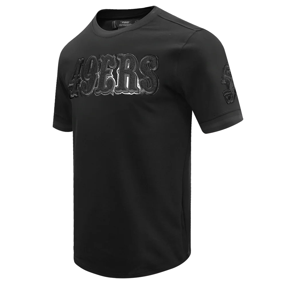NFL SAN FRANCISCO 49ERS TRIPLE BLACK MEN'S DOUBLE KNIT TEE (TRIPLE BLACK) - Image 2
