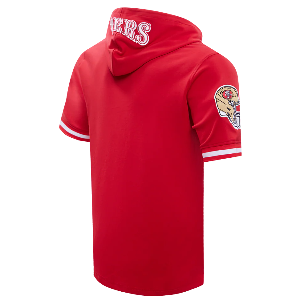 NFL SAN FRANCISCO 49ERS CHRISTIAN McCAFFREY #23 MEN'S DOUBLE KNIT SHORT SLEEVE PULLOVER HOODIE (RED) - Image 3
