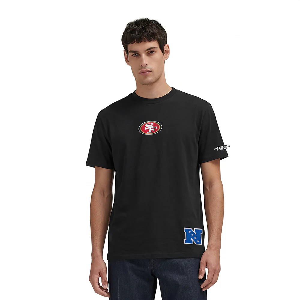 NFL SAN FRANCISCO 49ERS WINGSPAN MEN'S COTTON JERSEY DROP SHOULDER TEE (BLACK) - Image 2