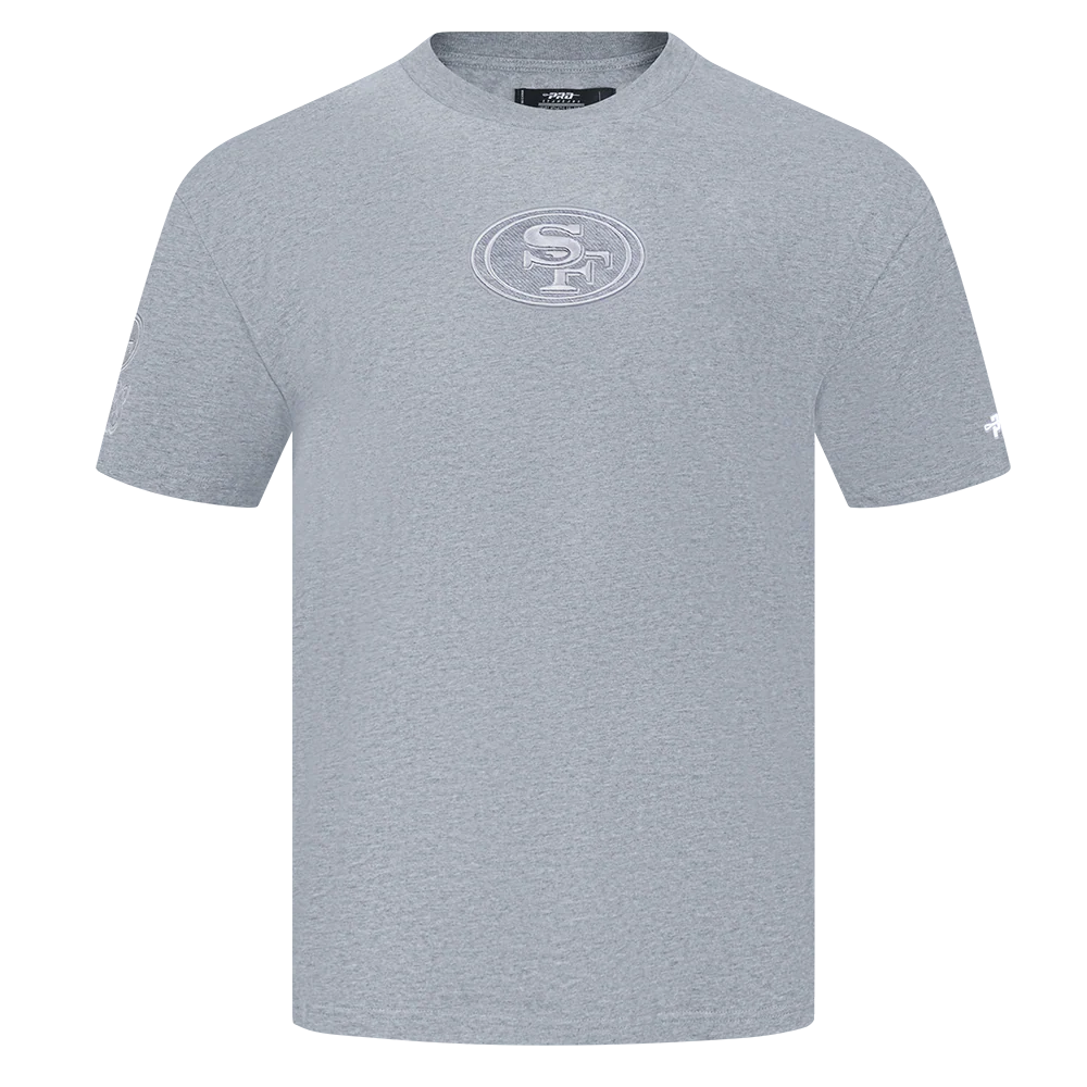 NFL SAN FRANCISCO 49ERS REVERSE FRENCH TERRY MEN'S COTTON JERSEY DROP SHOULDER TEE (DARK HEATHER GRAY)