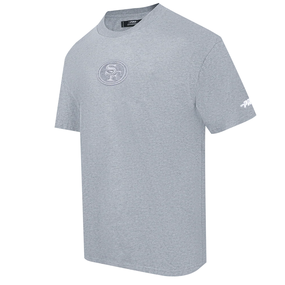 NFL SAN FRANCISCO 49ERS REVERSE FRENCH TERRY MEN'S COTTON JERSEY DROP SHOULDER TEE (DARK HEATHER GRAY) - Image 2