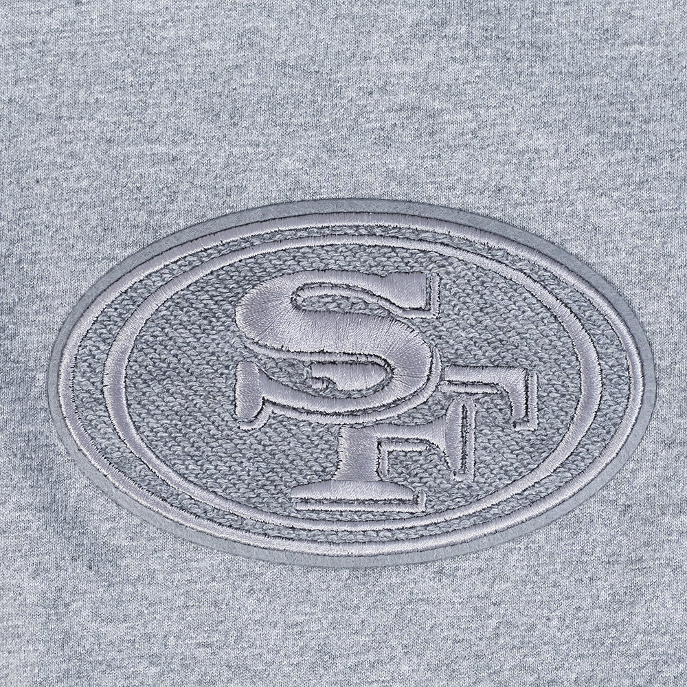 NFL SAN FRANCISCO 49ERS REVERSE FRENCH TERRY MEN'S COTTON JERSEY DROP SHOULDER TEE (DARK HEATHER GRAY) - Image 5