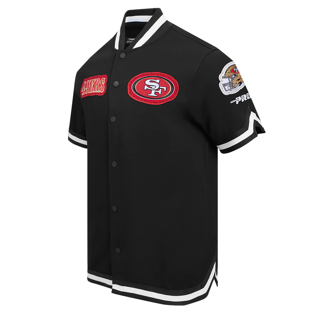 NFL SAN FRANCISCO 49ERS DIY PICK STITCH MEN'S DOUBLE KNIT SHORT SLEEVE JACKET (BLACK) - Image 2