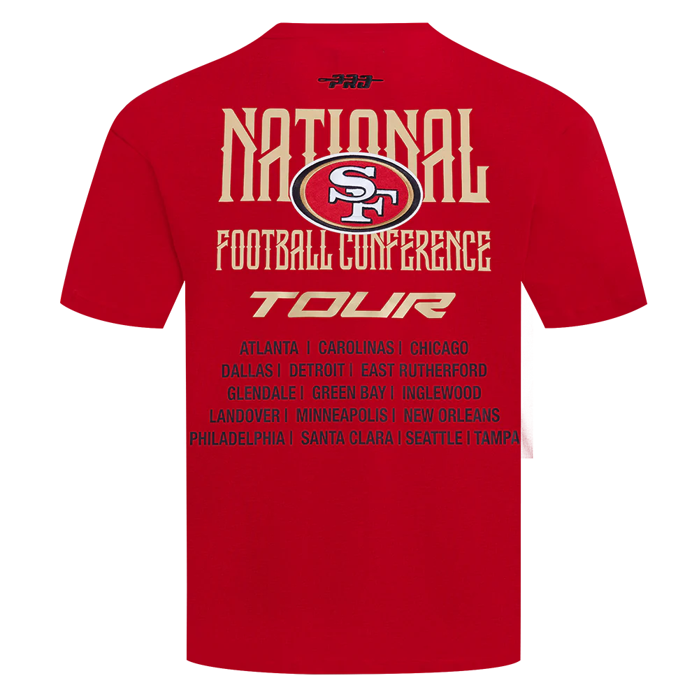 NFL SAN FRANCISCO 49ERS CITY TOUR 2.0 MEN'S COTTON JERSEY DROP SHOULDER TEE (RED) - Image 3