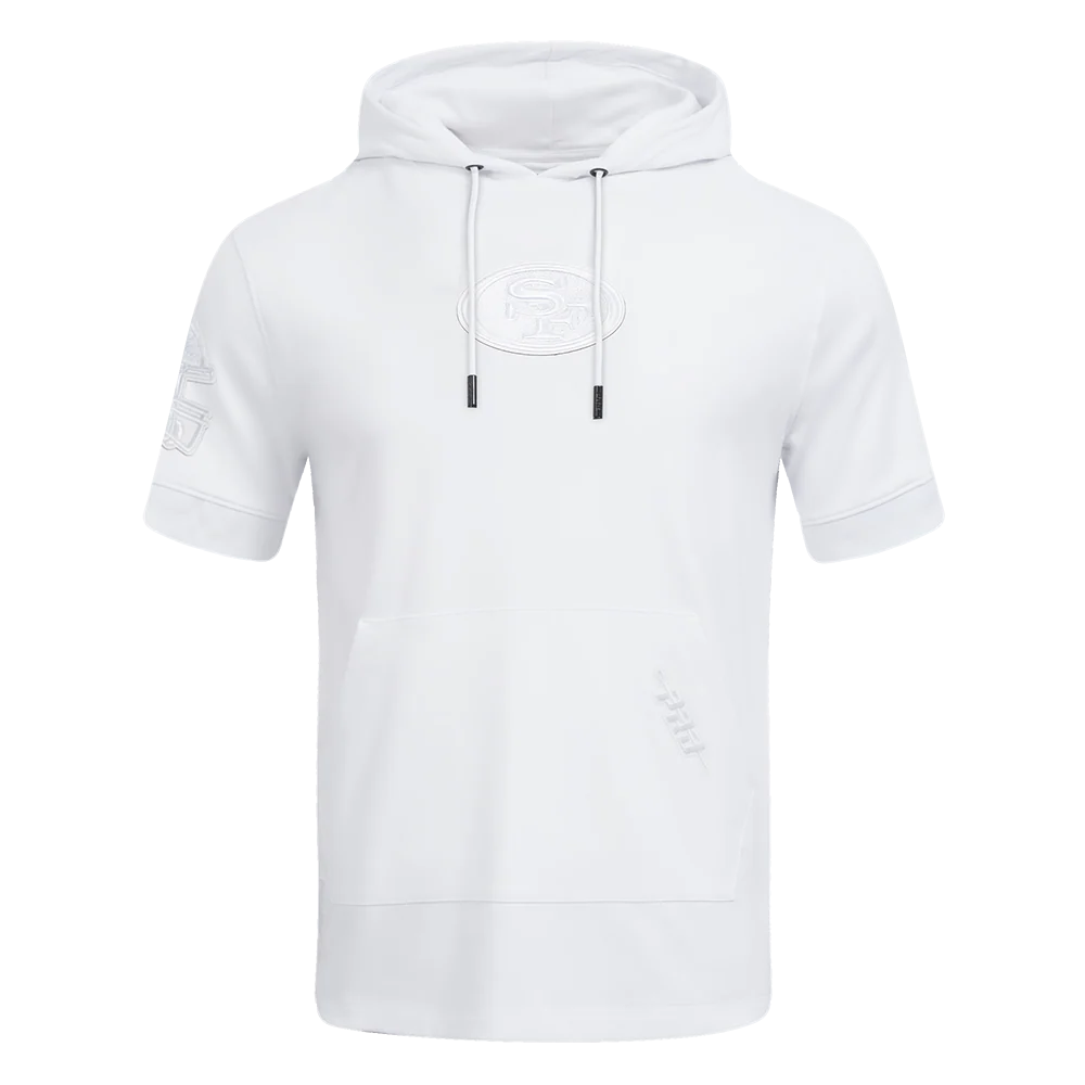 NFL SAN FRANCISCO 49ERS WHITE OUT MEN'S SHORT SLEEVE PULLOVER HOODIE (WHITE)