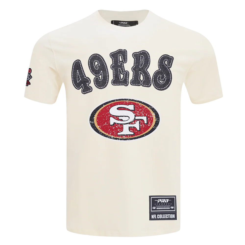 NFL SAN FRANCISCO 49ERS REBEL ATHLETICS STACKED LOGO MEN'S SJ TEE (EGGSHELL) - Image 3