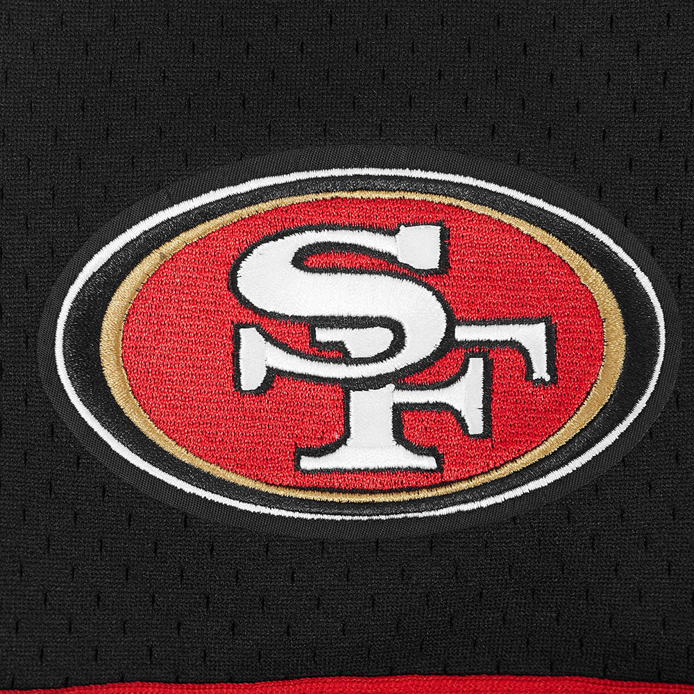 NFL SAN FRANCISCO 49ERS CHRISTIAN MCCAFFREY #23 CLASSIC MESH PNN MEN'S MESH BUTTON DOWN SHIRT (BLACK/RED) - Image 6