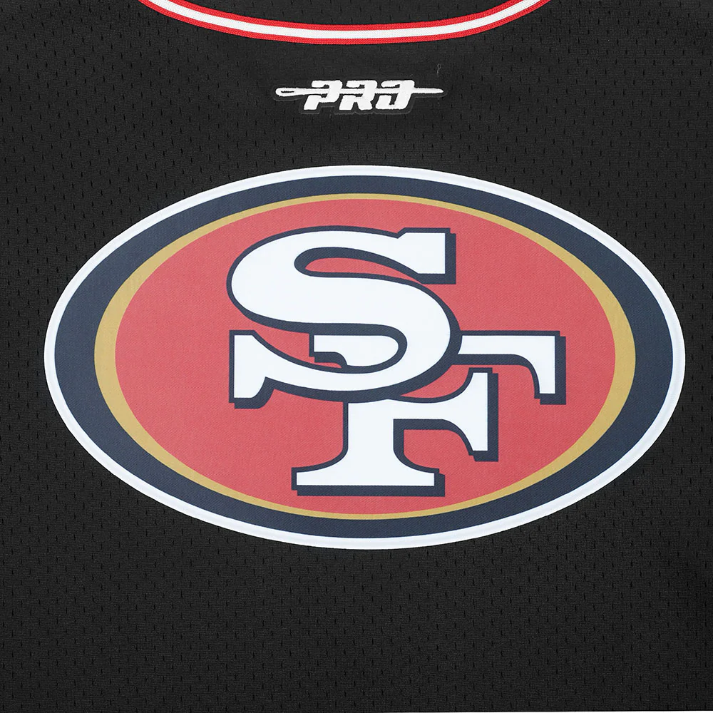 NFL SAN FRANCISCO 49ERS CHRISTIAN MCCAFFREY #23 CLASSIC MESH PNN MEN'S MESH BUTTON DOWN SHIRT (BLACK/RED) - Image 8
