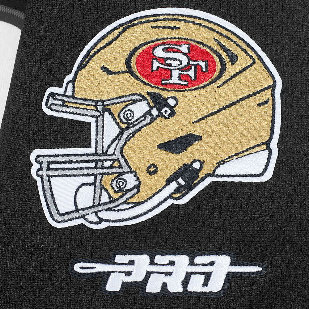 NFL SAN FRANCISCO 49ERS CHRISTIAN MCCAFFREY #23 CLASSIC MESH PNN MEN'S MESH BUTTON DOWN SHIRT (BLACK/RED) - Image 9