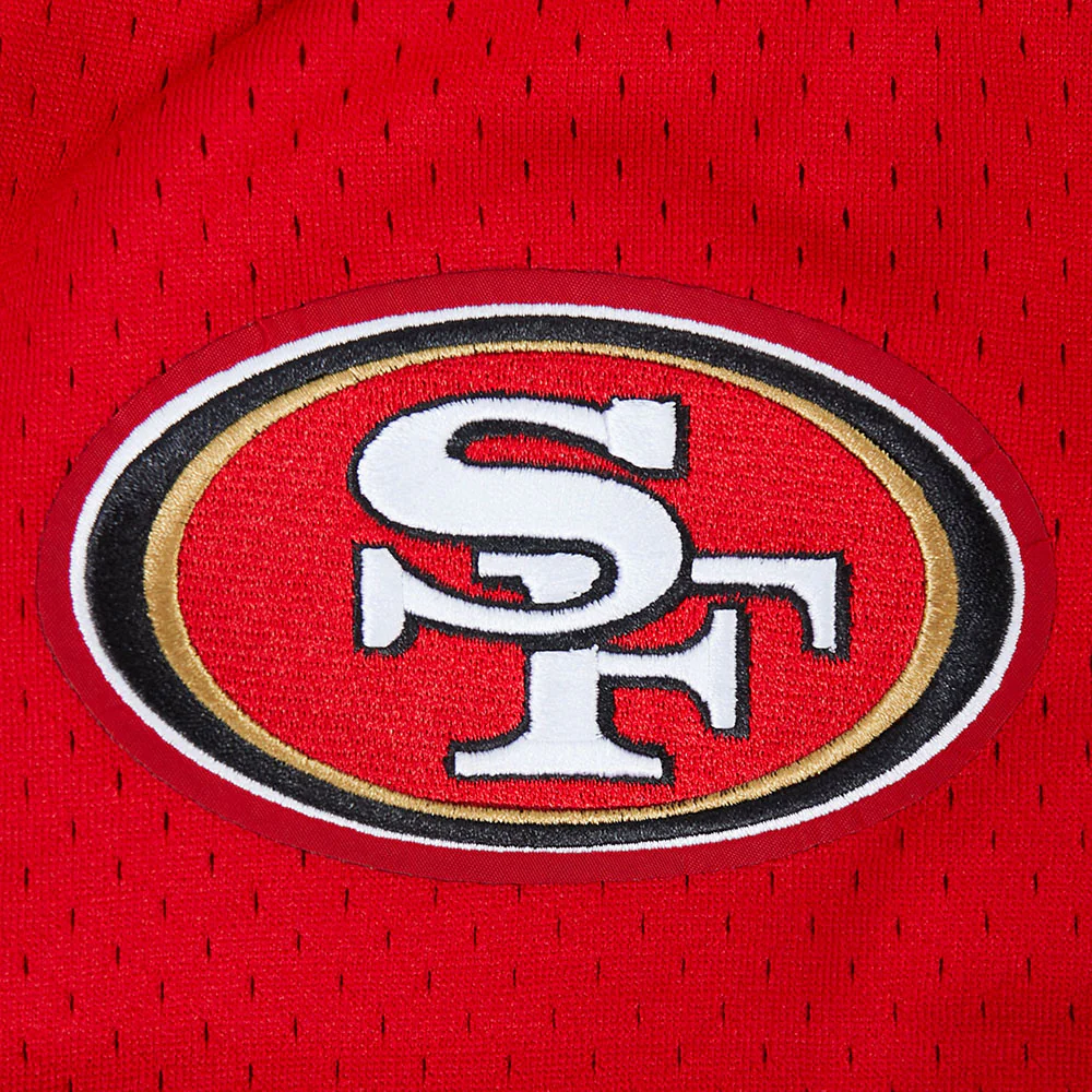 NFL SAN FRANCISCO 49ERS CHRISTIAN MCCAFFREY #23 CLASSIC MESH PNN MEN'S MESH BUTTON DOWN SHIRT (RED/BLACK) - Image 5