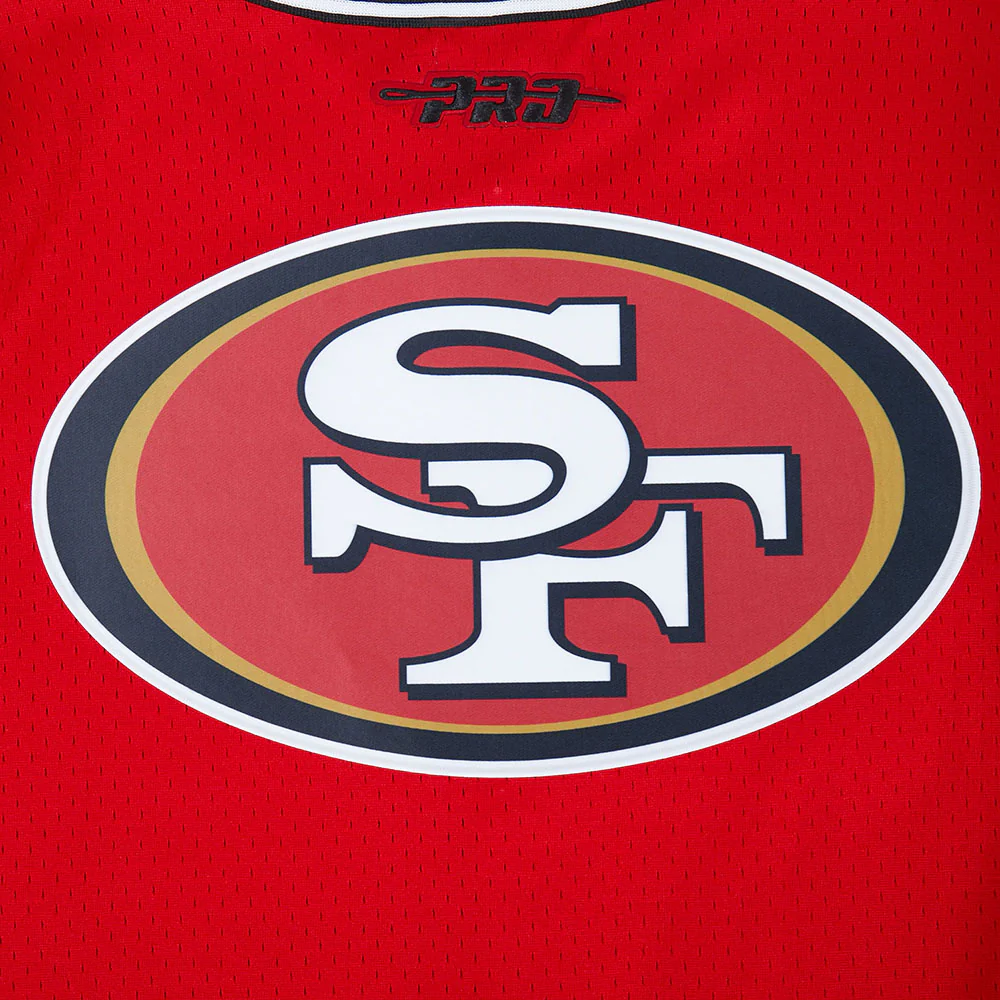 NFL SAN FRANCISCO 49ERS CHRISTIAN MCCAFFREY #23 CLASSIC MESH PNN MEN'S MESH BUTTON DOWN SHIRT (RED/BLACK) - Image 7