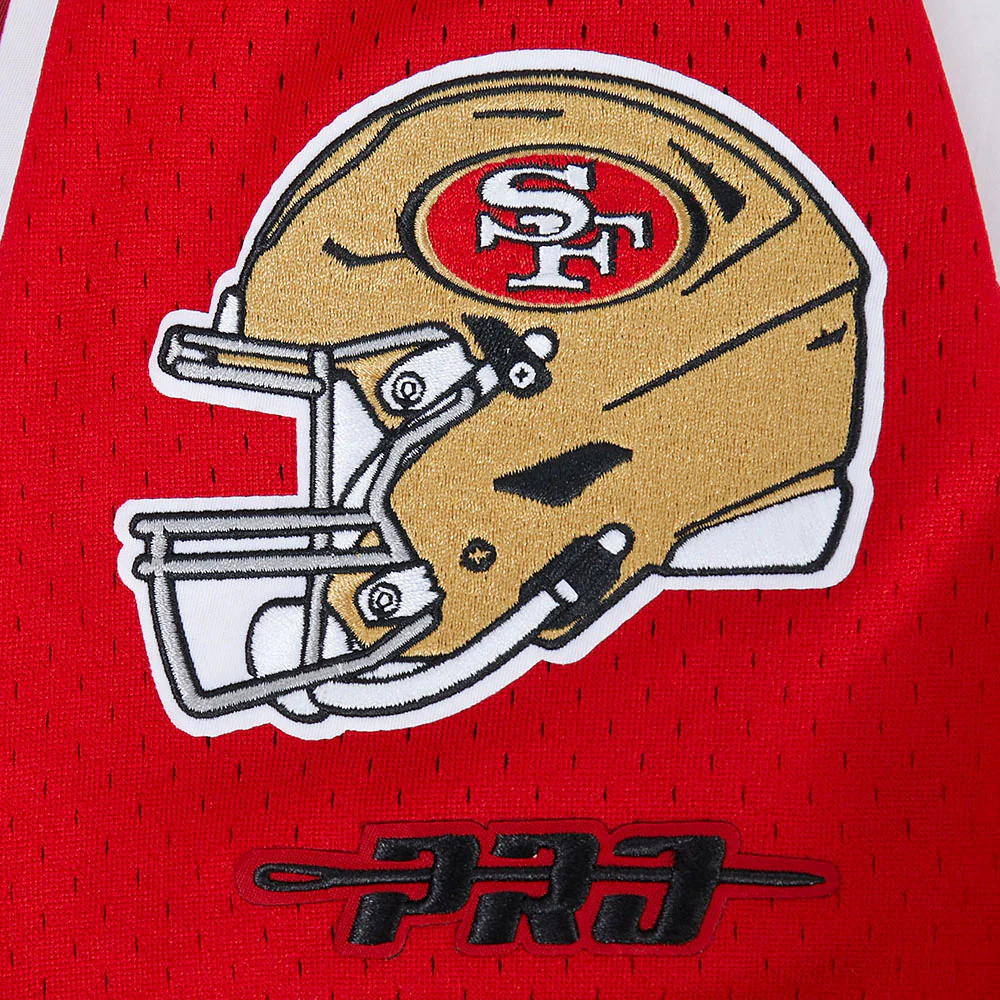 NFL SAN FRANCISCO 49ERS CHRISTIAN MCCAFFREY #23 CLASSIC MESH PNN MEN'S MESH BUTTON DOWN SHIRT (RED/BLACK) - Image 8