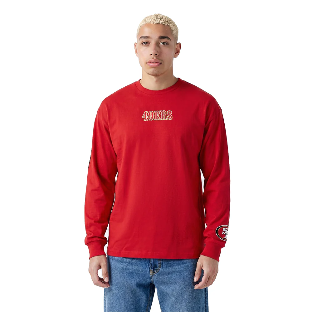 NFL SAN FRANCISCO 49ERS WINGSPAN MEN'S DROP SHOULDER LS TEE (RED) - Image 2