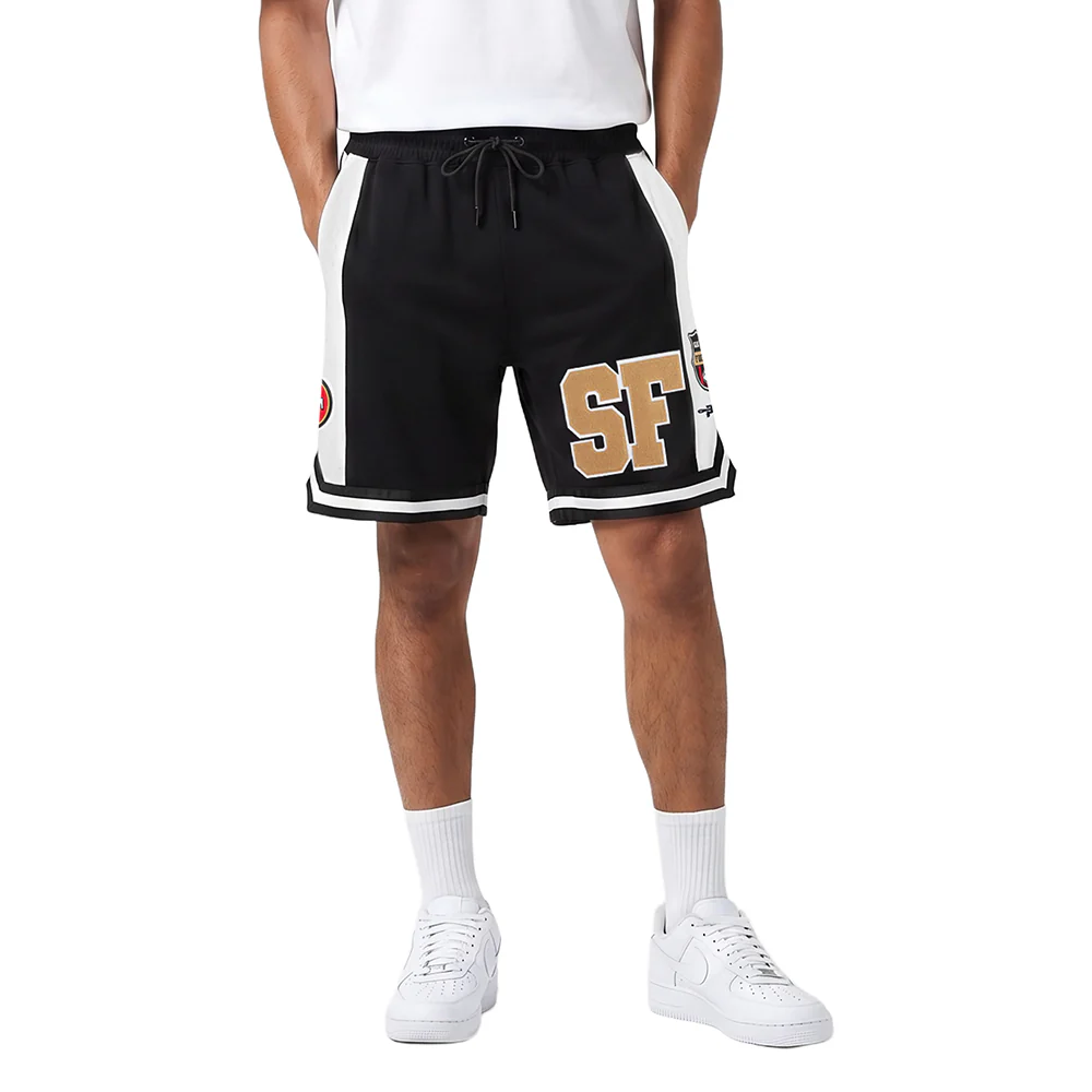 NFL SAN FRANCISCO 49ERS LETTERMAN MEN'S ATHLETIC SHORT (BLACK)