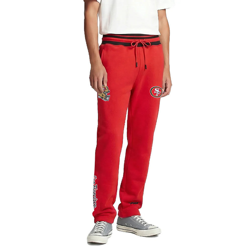 NFL SAN FRANCISCO 49ERS SCRIPT TAIL MEN'S RIB FLEECE SWEATPANT (RED/BLACK)