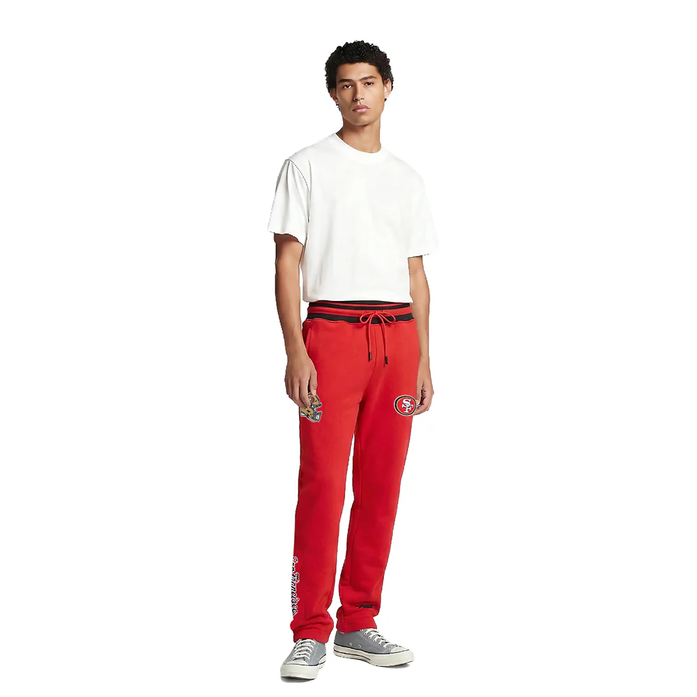 NFL SAN FRANCISCO 49ERS SCRIPT TAIL MEN'S RIB FLEECE SWEATPANT (RED/BLACK) - Image 3