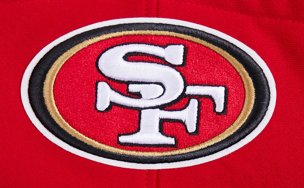 NFL SAN FRANCISCO 49ERS SCRIPT TAIL MEN'S RIB FLEECE PULLOVER HOODIE (RED/BLACK) - Image 10