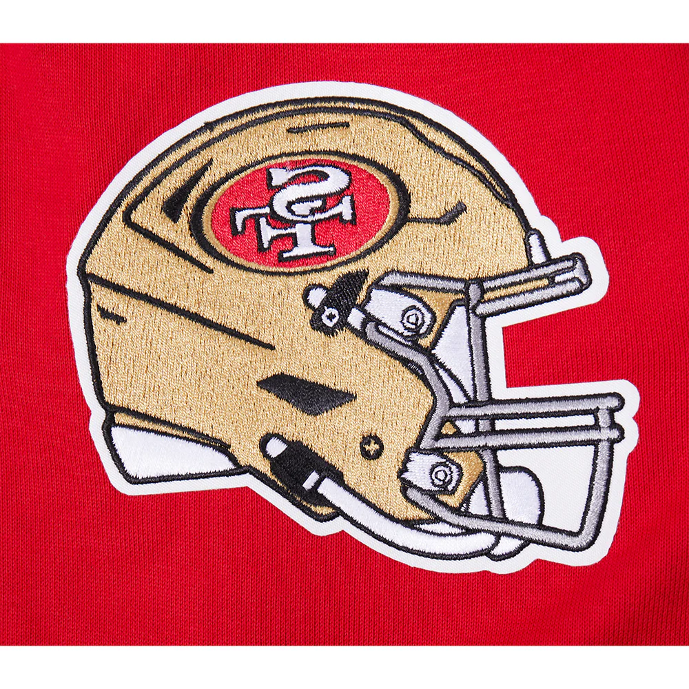 NFL SAN FRANCISCO 49ERS SCRIPT TAIL MEN'S RIB FLEECE PULLOVER HOODIE (RED/BLACK) - Image 11