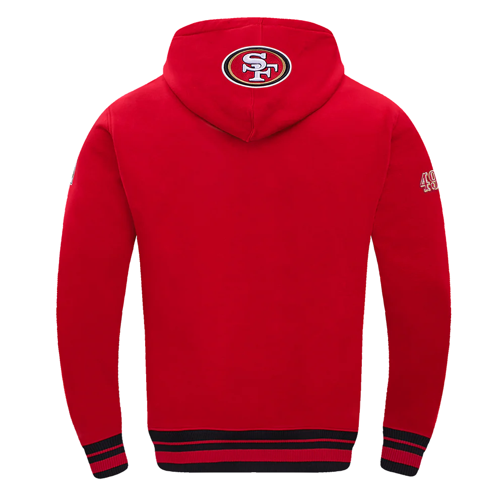 NFL SAN FRANCISCO 49ERS SCRIPT TAIL MEN'S RIB FLEECE PULLOVER HOODIE (RED/BLACK) - Image 7