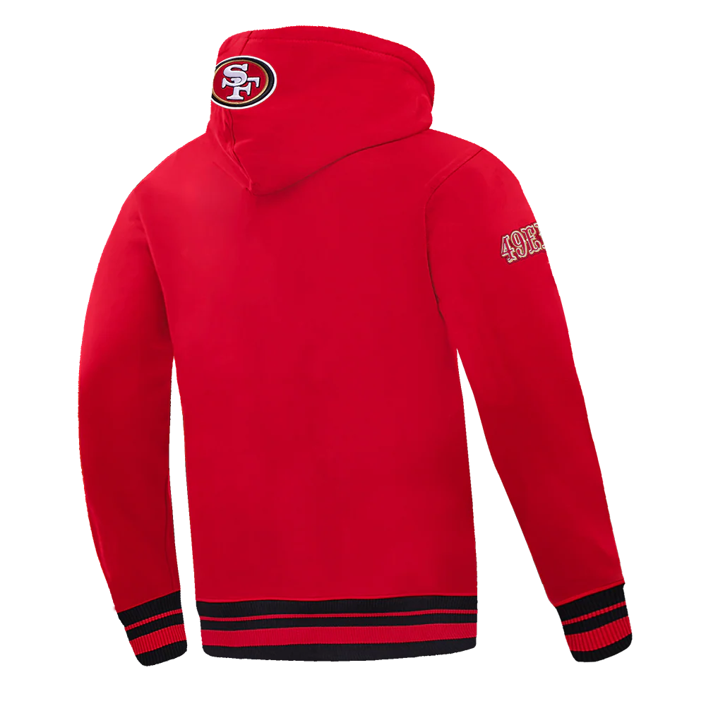 NFL SAN FRANCISCO 49ERS SCRIPT TAIL MEN'S RIB FLEECE PULLOVER HOODIE (RED/BLACK) - Image 8