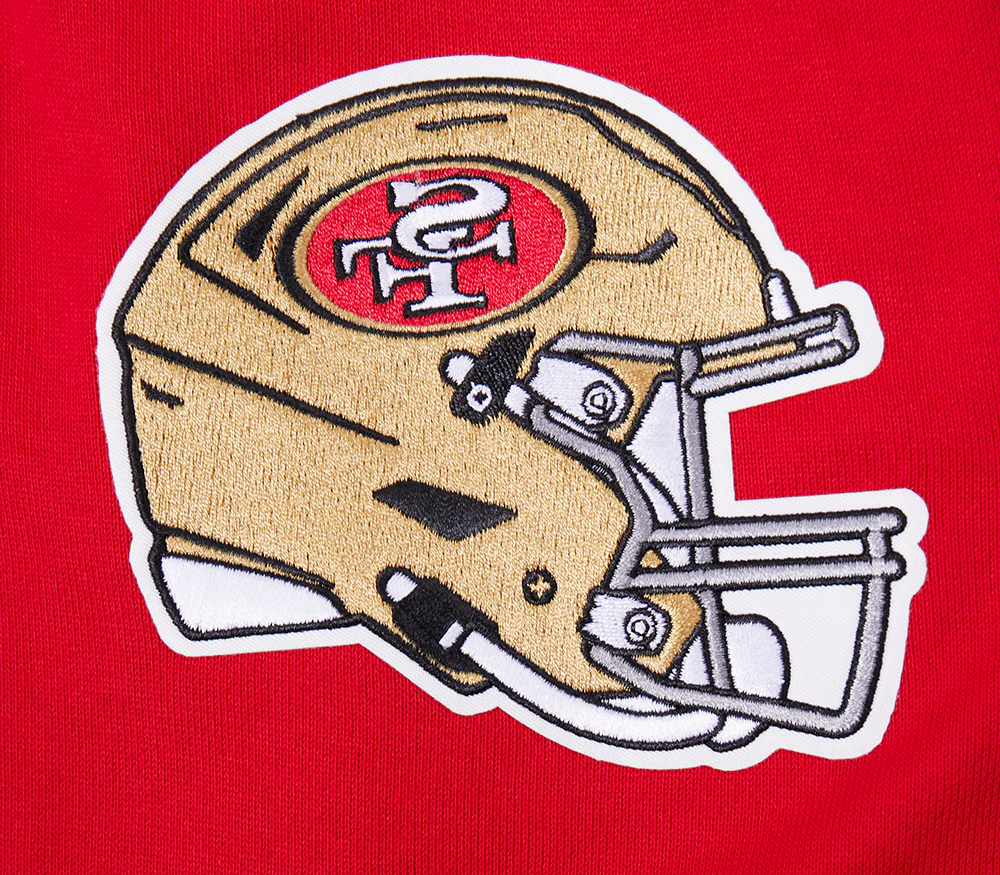 NFL SAN FRANCISCO 49ERS SCRIPT TAIL MEN'S RIB FLEECE PULLOVER HOODIE (RED/BLACK) - Image 9