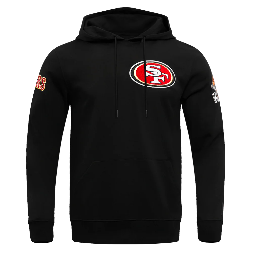 NFL SAN FRANCISCO 49ERS CLASSIC CHENILLE DOUBLE KNIT PULLOVER HOODIE (BLACK) - Image 5