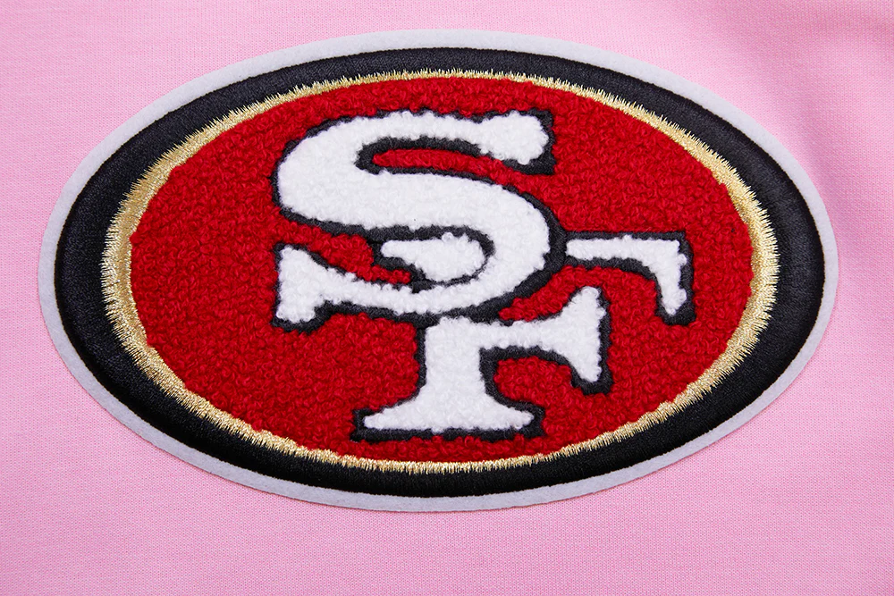 NFL SAN FRANCISCO 49ERS CLASSIC CHENILLE DOUBLE KNIT PULLOVER HOODIE (PINK) - Image 6