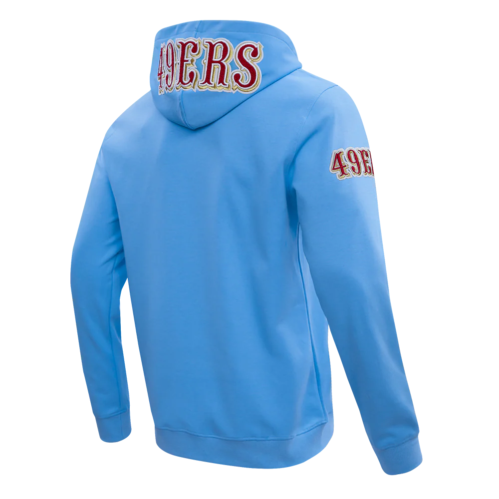 NFL SAN FRANCISCO 49ERS CLASSIC CHENILLE DOUBLE KNIT PULLOVER HOODIE (UNIVERSITY BLUE) - Image 3