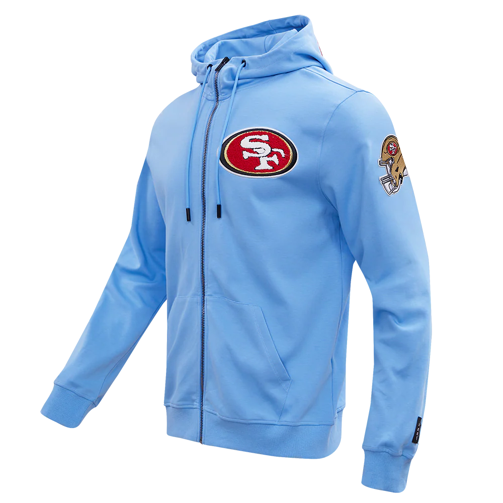 NFL SAN FRANCISCO 49ERS CLASSIC CHENILLE DOUBLE KNIT FULL ZIP HOODIE (UNIVERSITY BLUE) - Image 2