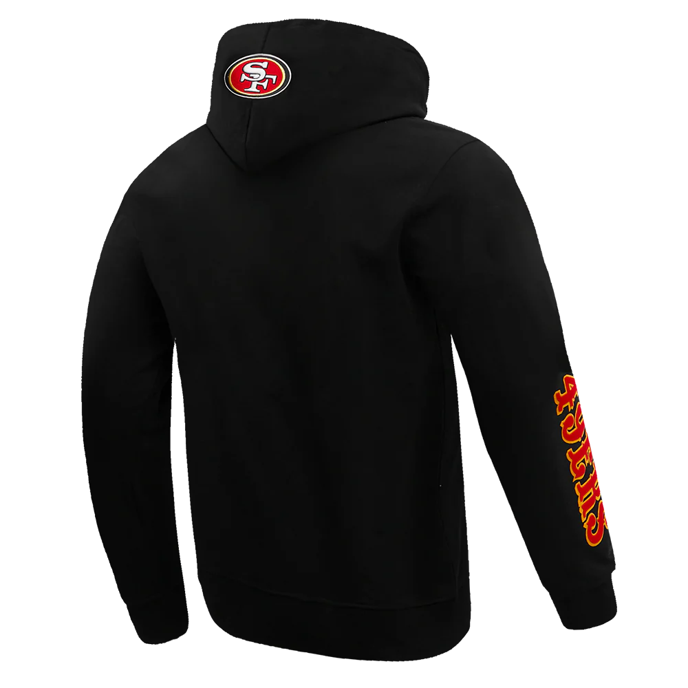 NFL SAN FRANCISCO 49ERS CLASSIC BRISTLE FLEECE PULLOVER HOODIE (BLACK) - Image 3