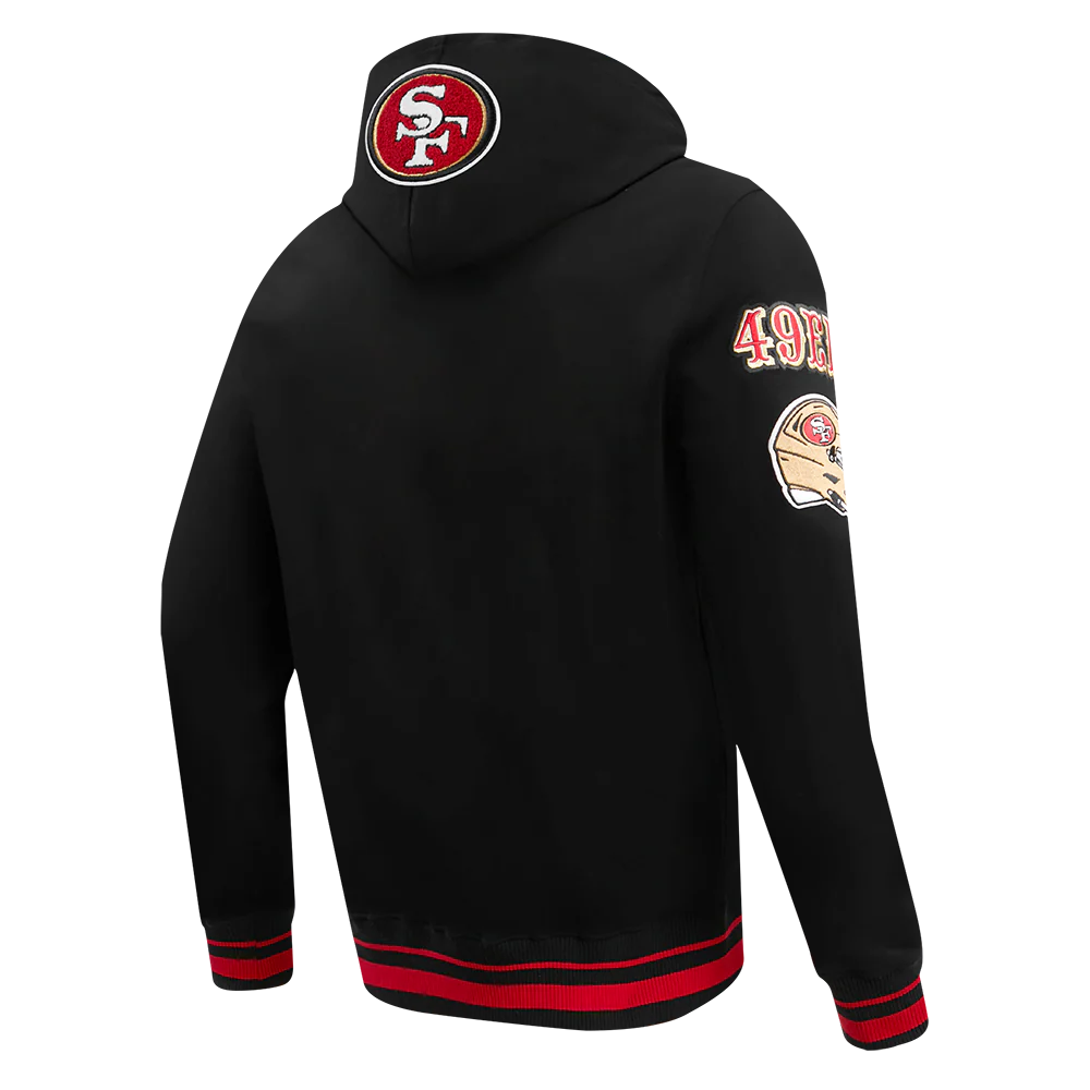 NFL SAN FRANCISCO 49ERS MASHUP MEN'S RIB PULLOVER HOODIE (BLACK/RED/BLACK) - Image 3