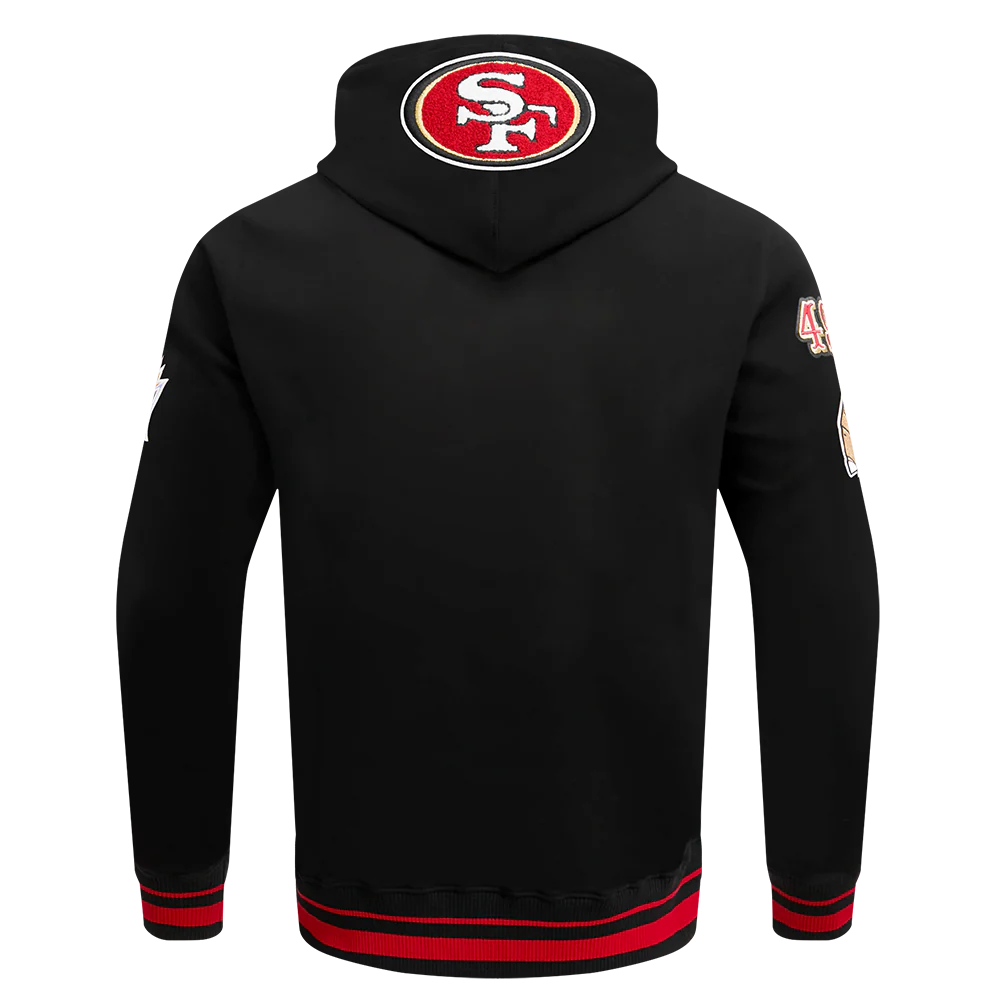 NFL SAN FRANCISCO 49ERS MASHUP MEN'S RIB PULLOVER HOODIE (BLACK/RED/BLACK) - Image 4