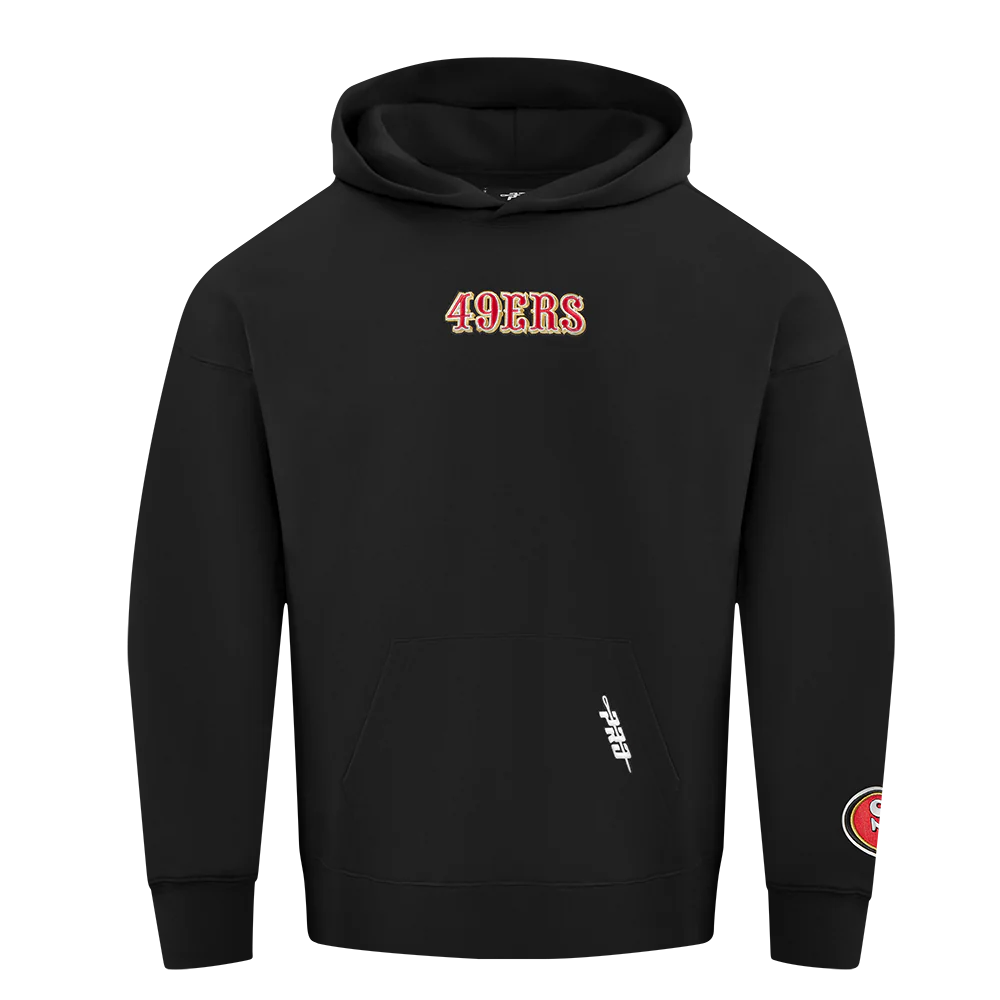 NFL SAN FRANCISCO 49ERS WINGSPAN MEN'S DROP SHOULDER FLEECE PULLOVER HOODIE (BLACK) - Image 3