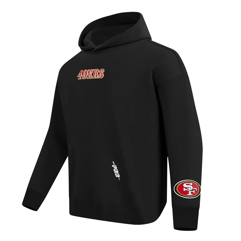 NFL SAN FRANCISCO 49ERS WINGSPAN MEN'S DROP SHOULDER FLEECE PULLOVER HOODIE (BLACK) - Image 4