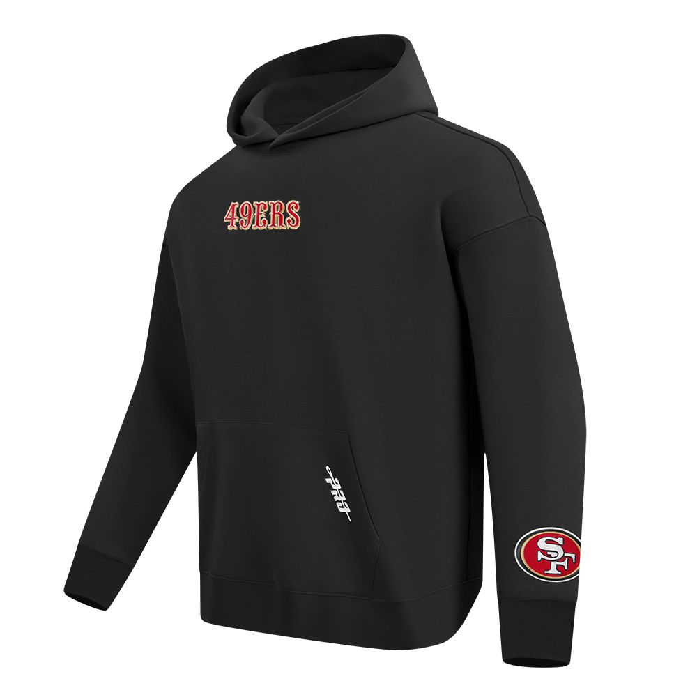 NFL SAN FRANCISCO 49ERS WINGSPAN MEN'S DROP SHOULDER FLEECE PULLOVER HOODIE (BLACK) - Image 5