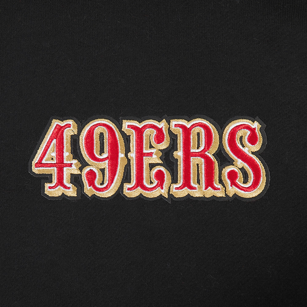 NFL SAN FRANCISCO 49ERS WINGSPAN MEN'S DROP SHOULDER FLEECE PULLOVER HOODIE (BLACK) - Image 9