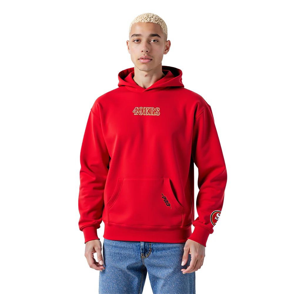 NFL SAN FRANCISCO 49ERS WINGSPAN MEN'S DROP SHOULDER FLC PO HOODIE (RED) - Image 2
